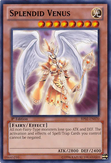 1st Edition, Battle Pack 2: War of the Giants, Effect Monster, Fairy, Light, Mosaic Rare, Unlimited Splendid Venus [BP02-EN070] Mosaic Rare - Trading Card World