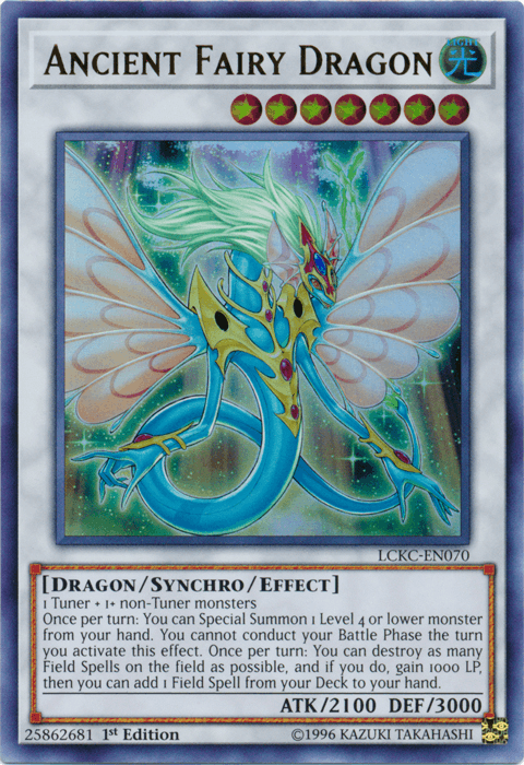 1st Edition, Dragon, Legendary Collection Kaiba, Light, Synchro/Effect Monster, Ultra Rare, Unlimited Ancient Fairy Dragon [LCKC-EN070] Ultra Rare - Trading Card World