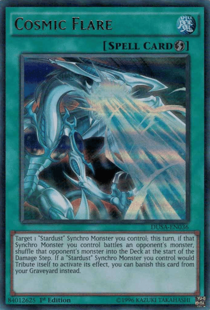 1st Edition, Duelist Saga, Quick Play Spell, Spell, Ultra Rare Cosmic Flare [DUSA-EN036] Ultra Rare - Trading Card World