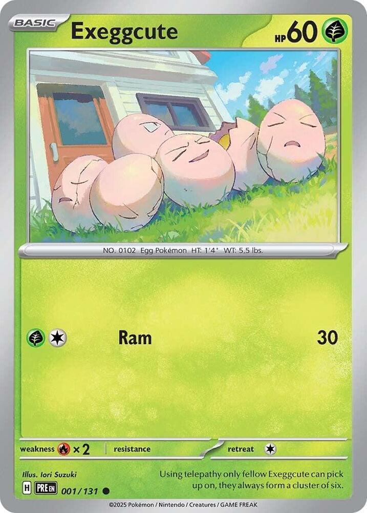 001, Common, Fire [x2], Grass, Normal, Reverse Holofoil, Scarlet & Violet: Prismatic Evolutions Exeggcute (001/131) [Scarlet & Violet: Prismatic Evolutions] - Trading Card World