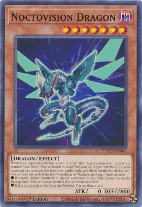 1st Edition, Common, Dark, Dragon, Effect Monster, Eternity Code Noctovision Dragon [ETCO-EN007] Common - Trading Card World