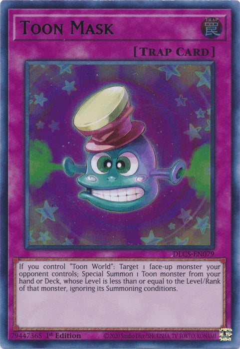 1st Edition, Dragons of Legend: The Complete Series, Normal Trap, Trap, Ultra Rare Toon Mask (Purple) [DLCS-EN079] Ultra Rare - Trading Card World