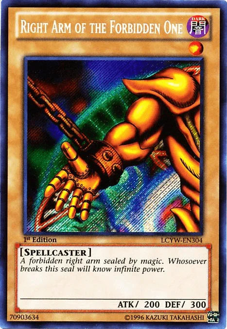 1st Edition, Dark, Legendary Collection 3: Yugi's World, Normal Monster, Secret Rare, Spellcaster, Unlimited Right Arm of the Forbidden One [LCYW-EN304] Secret Rare - Trading Card World