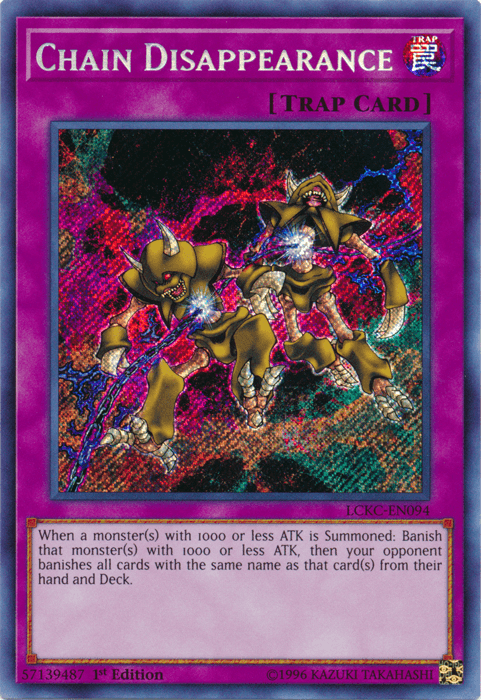 1st Edition, Legendary Collection Kaiba, Normal Trap, Secret Rare, Trap, Unlimited Chain Disappearance [LCKC-EN094] Secret Rare - Trading Card World