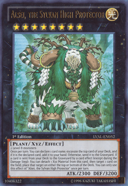 1st Edition, Legacy of the Valiant, Light, Plant, Ultra Rare, Unlimited, Xyz/Effect Monster Alsei, the Sylvan High Protector [LVAL-EN052] Ultra Rare - Trading Card World