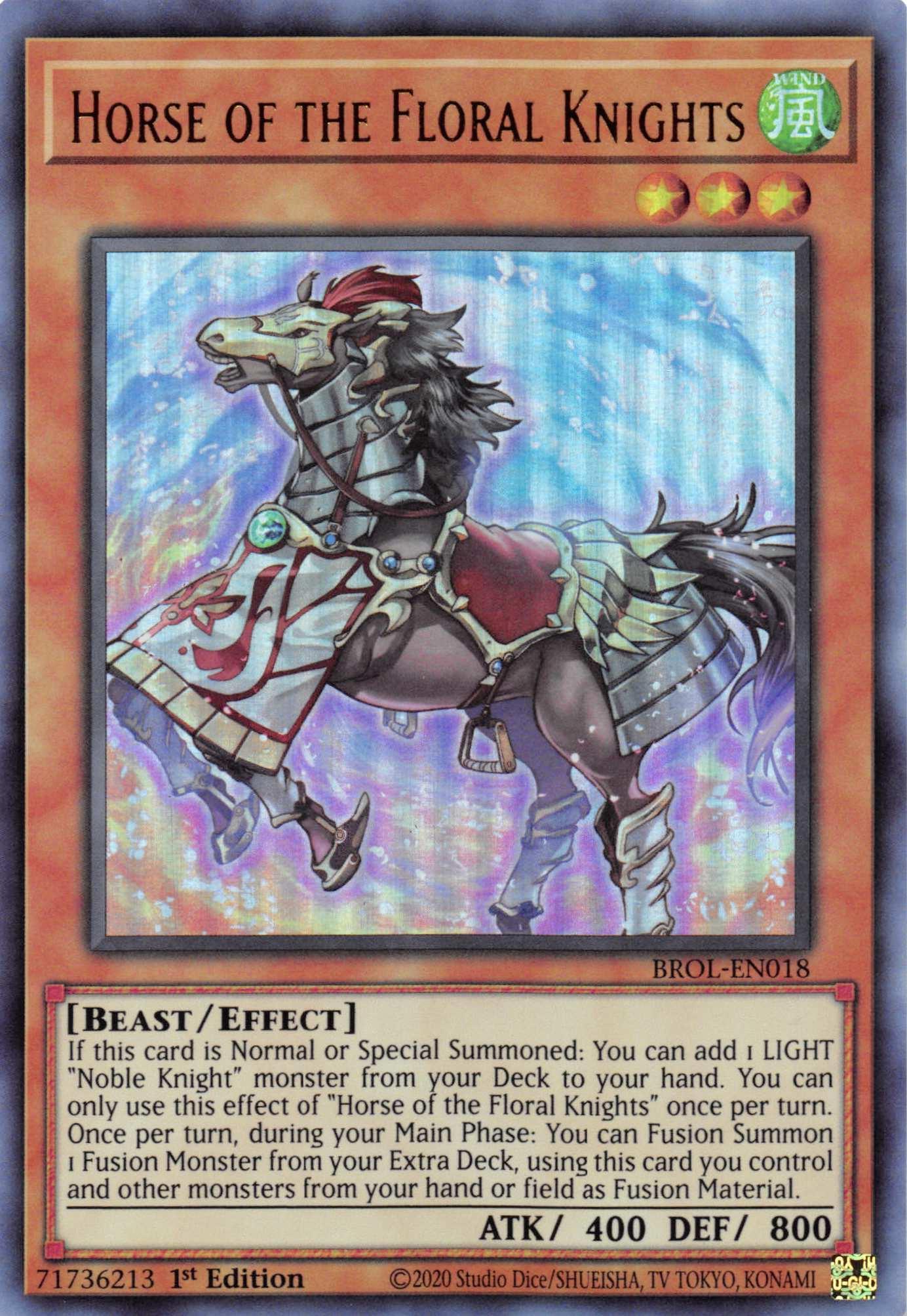 1st Edition, Beast, Brothers of Legend, Effect Monster, Ultra Rare, Wind Horse of the Floral Knights [BROL-EN018] Ultra Rare - Trading Card World