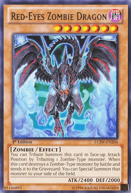 1st Edition, Dark, Effect Monster, Legendary Collection 4: Joey's World, Rare, Zombie Red-Eyes Zombie Dragon [LCJW-EN206] Rare - Trading Card World
