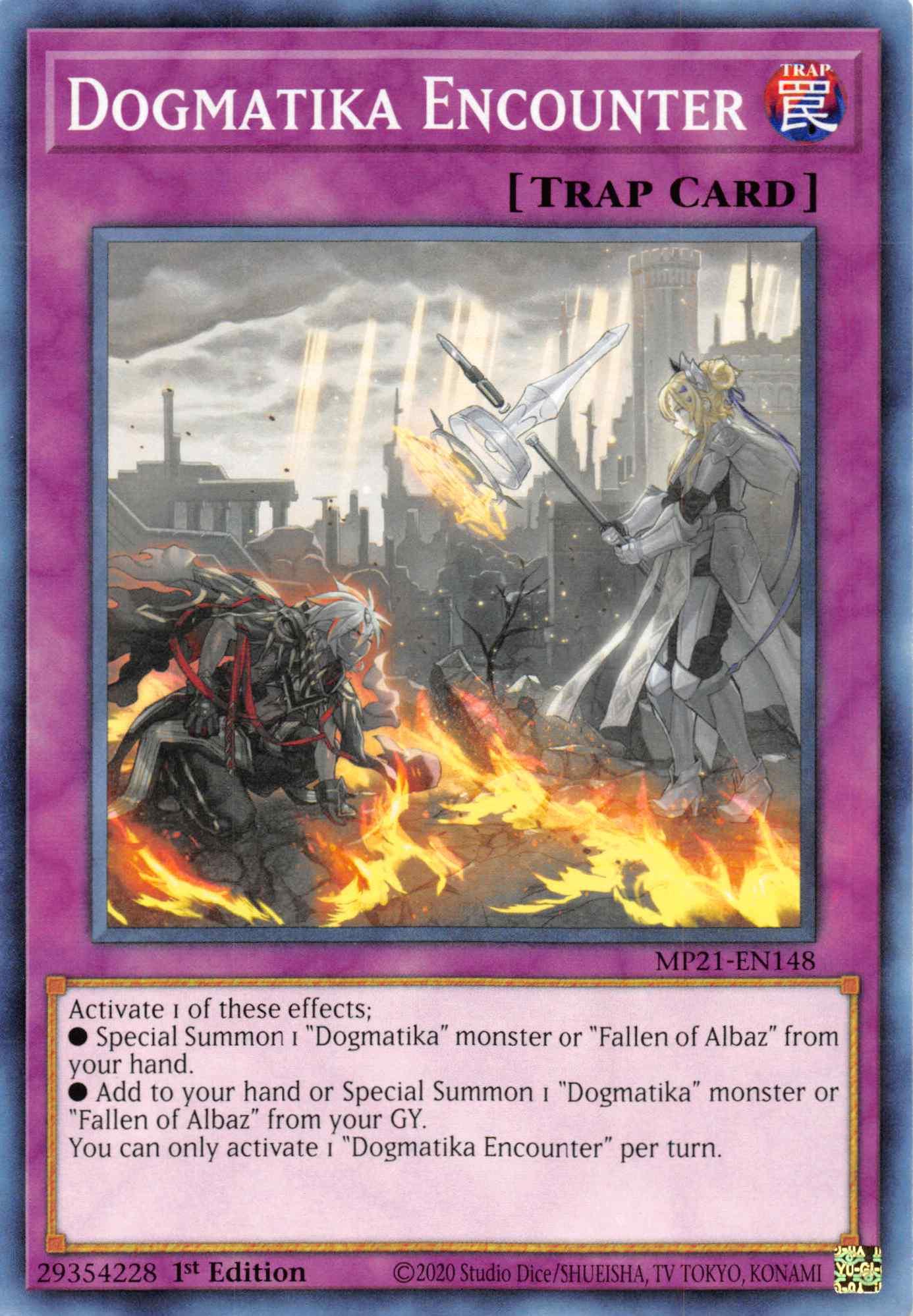 1st Edition, 2021 Tin of Ancient Battles, Common, Normal Trap, Trap Dogmatika Encounter [MP21-EN148] Common - Trading Card World