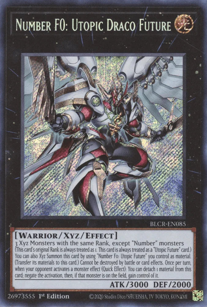 1st Edition, Battles of Legend: Crystal Revenge, Light, Secret Rare, Warrior, Xyz/Effect Monster Number F0: Utopic Draco Future [BLCR-EN085] Secret Rare - Trading Card World