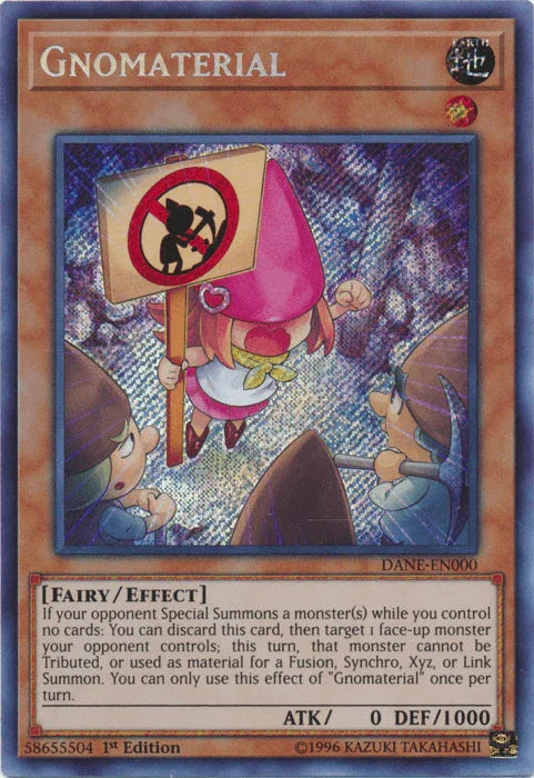 1st Edition, Dark Neostorm, Earth, Effect Monster, Fairy, Secret Rare, Unlimited Gnomaterial [DANE-EN000] Secret Rare - Trading Card World