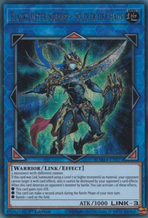1st Edition, Earth, Link/Effect Monster, Magnificent Mavens, Ultra Pharaoh's Rare, Warrior Black Luster Soldier - Soldier of Chaos [MAMA-EN073] Ultra Pharaoh's Rare - Trading Card World