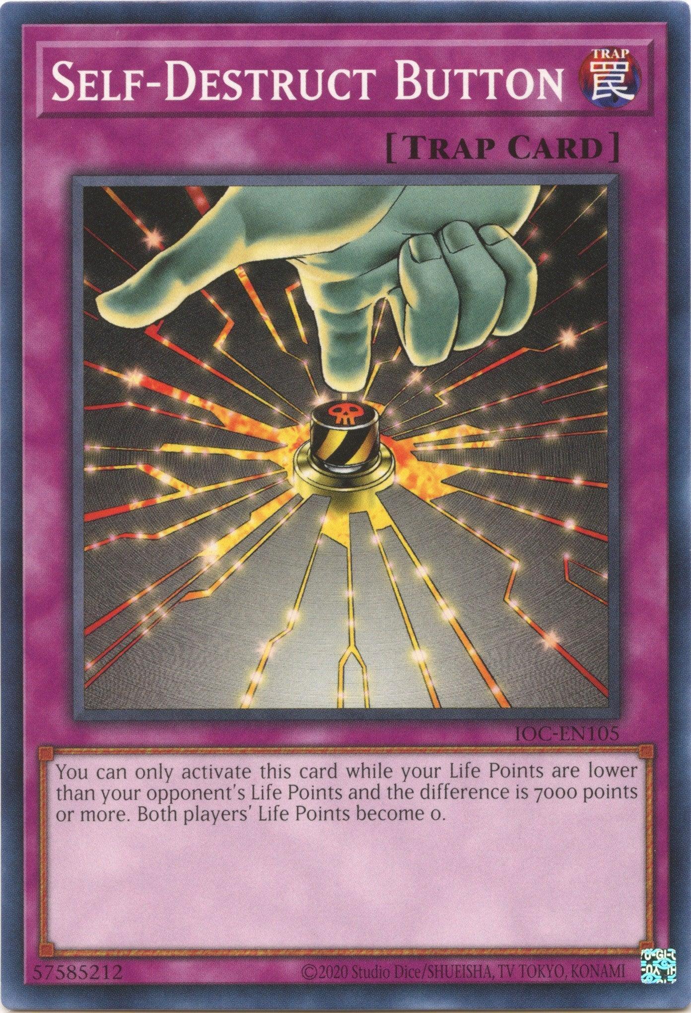 Common, Invasion of Chaos (25th Anniversary Edition), Normal Trap, Trap, Unlimited Self-Destruct Button (25th Anniversary) [IOC-EN105] Common - Trading Card World