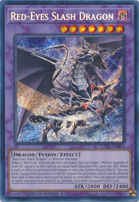 Dark, Dragon, Fusion/Effect Monster, Legendary Duelists: Season 1, Limited, Secret Rare Red-Eyes Slash Dragon [LDS1-EN014] Secret Rare - Trading Card World