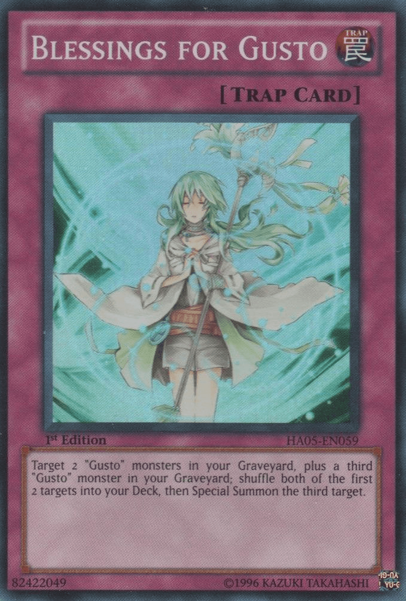 1st Edition, Hidden Arsenal 5: Steelswarm Invasion, Normal Trap, Super Rare, Trap, Unlimited Blessings for Gusto [HA05-EN059] Super Rare - Trading Card World