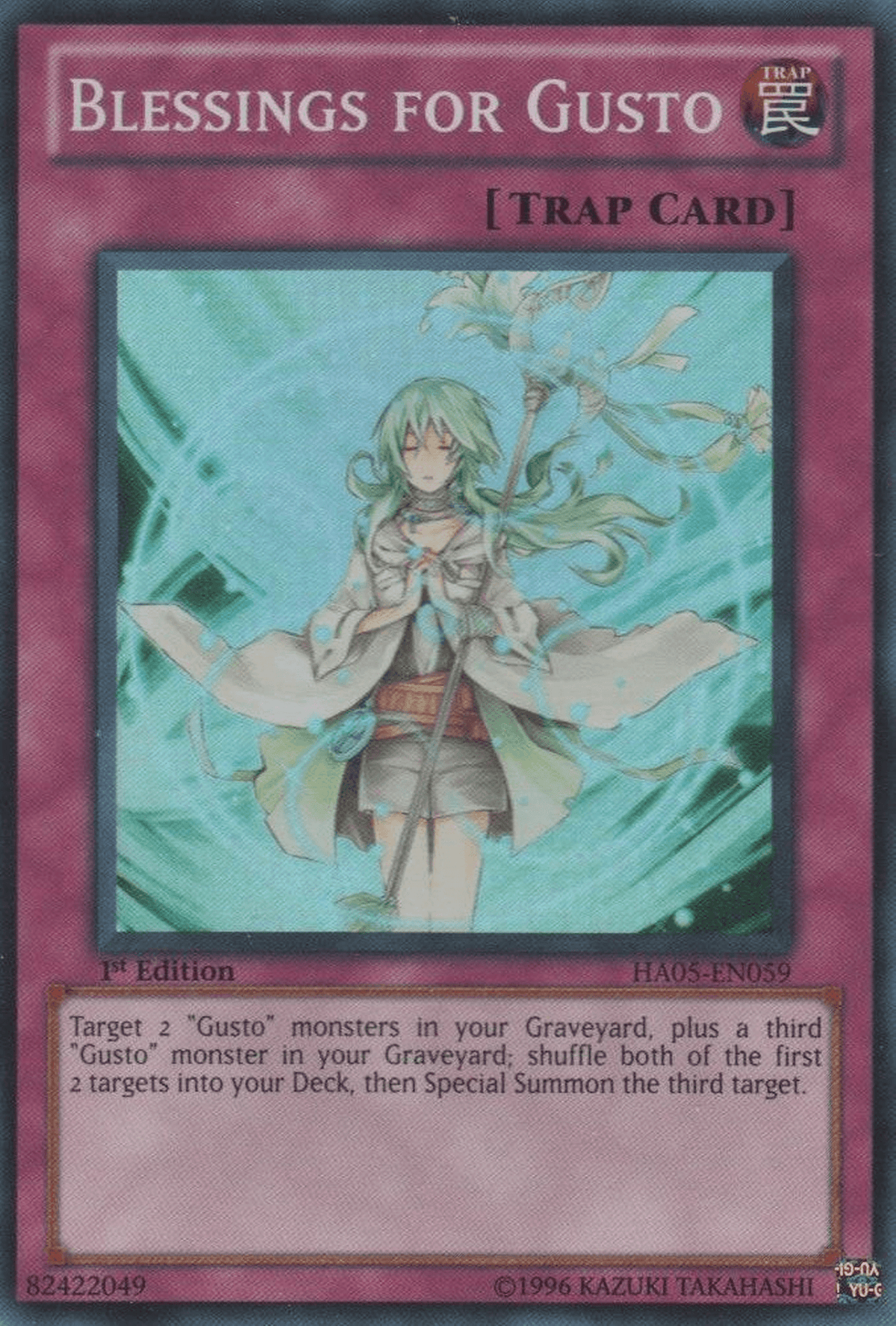 1st Edition, Hidden Arsenal 5: Steelswarm Invasion, Normal Trap, Super Rare, Trap, Unlimited Blessings for Gusto [HA05-EN059] Super Rare - Trading Card World