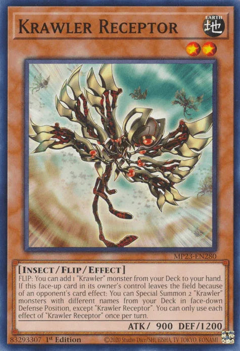 1st Edition, Common, Dueling Heroes Collectors Tin - Mega Pack (25th Anniversary Edition), Earth, Flip Monster, Insect Krawler Receptor [MP23-EN280] Common - Trading Card World