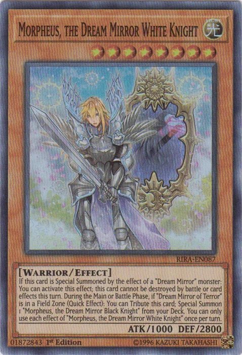 1st Edition, Effect Monster, Light, Rising Rampage, Super Rare, Unlimited, Warrior Morpheus, the Dream Mirror White Knight [RIRA-EN087] Super Rare - Trading Card World