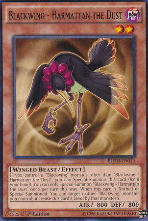 1st Edition, Breakers of Shadow, Common, Dark, Effect Monster, Unlimited, Winged Beast Blackwing - Harmattan the Dust [BOSH-EN014] Common - Trading Card World