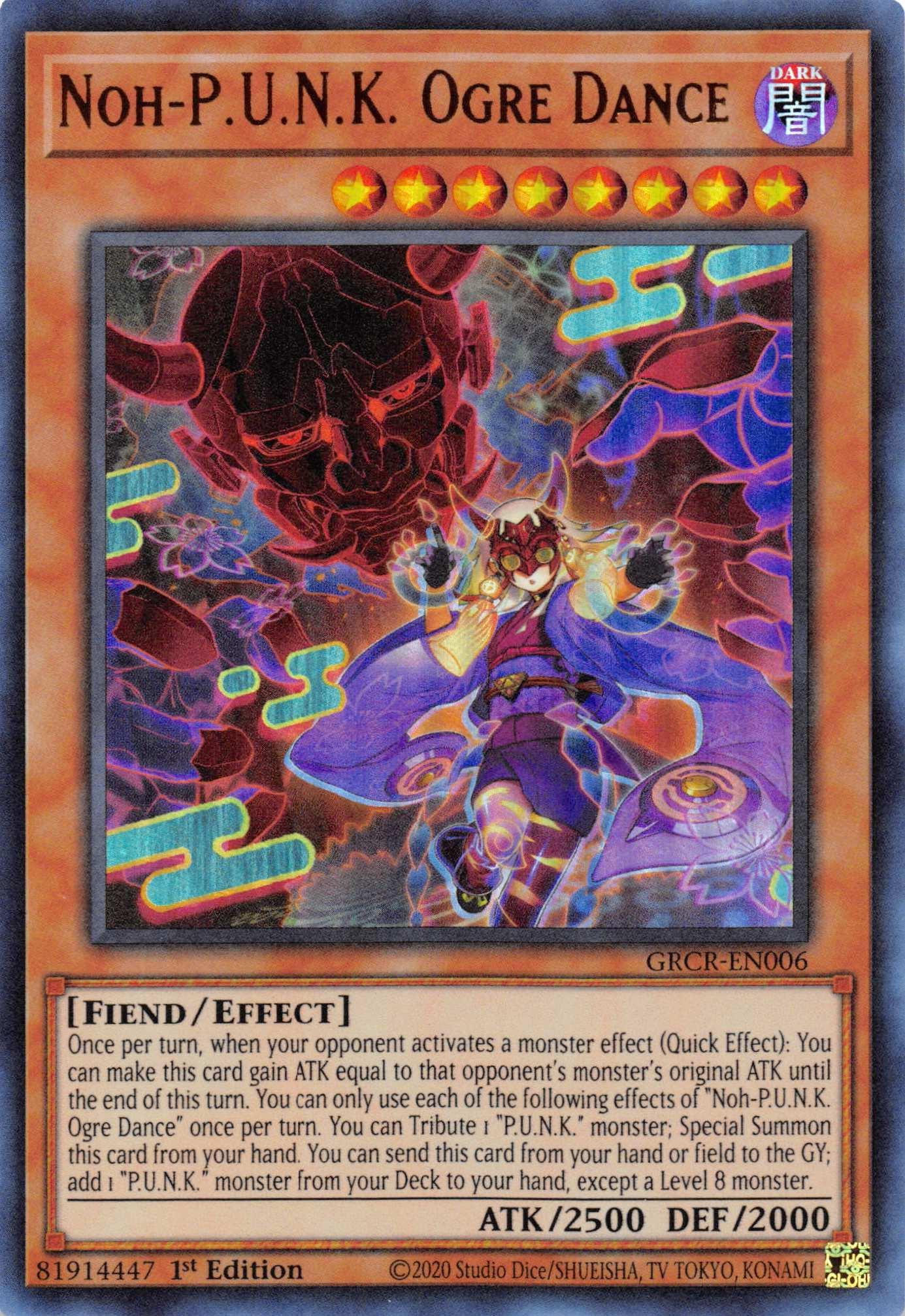 1st Edition, Dark, Effect Monster, Fiend, The Grand Creators, Ultra Rare Noh-P.U.N.K. Ogre Dance [GRCR-EN006] Ultra Rare - Trading Card World