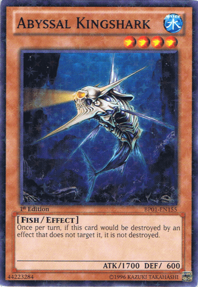 1st Edition, Battle Pack: Epic Dawn, Effect Monster, Fish, Starfoil Rare, Unlimited, Water Abyssal Kingshark [BP01-EN155] Starfoil Rare - Trading Card World