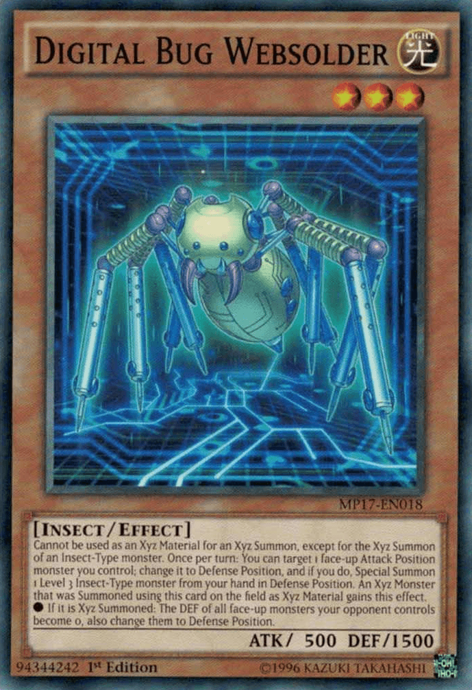 1st Edition, 2017 Mega-Tins Mega Pack, Common, Effect Monster, Insect, Light Digital Bug Websolder [MP17-EN018] Common - Trading Card World