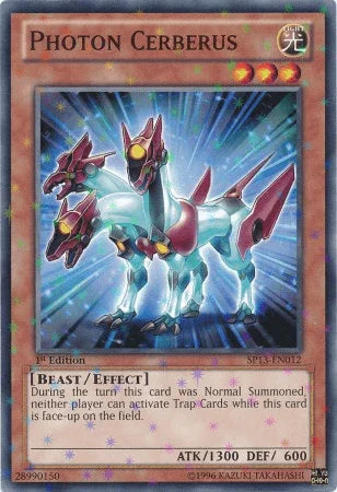 1st Edition, Beast, Effect Monster, Light, Star Pack 2013, Starfoil Rare, Unlimited Photon Cerberus [SP13-EN012] Starfoil Rare - Trading Card World