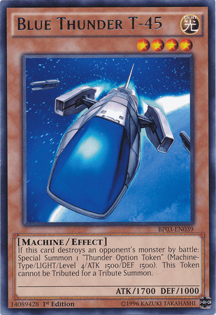 1st Edition, Battle Pack 3: Monster League, Effect Monster, Light, Machine, Rare Blue Thunder T-45 [BP03-EN039] Rare - Trading Card World