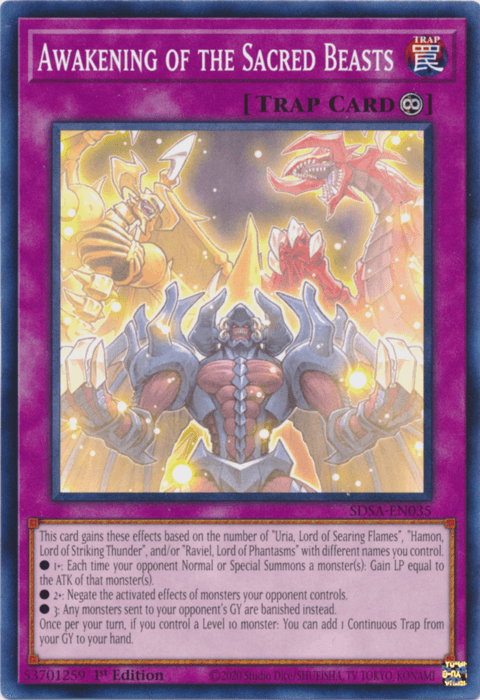 1st Edition, Common, Continuous Trap, Structure Deck: Sacred Beasts, Trap Awakening of the Sacred Beasts [SDSA-EN035] Common - Trading Card World