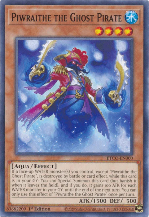 1st Edition, Aqua, Common, Effect Monster, Eternity Code, Water Piwraithe the Ghost Pirate [ETCO-EN000] Common - Trading Card World