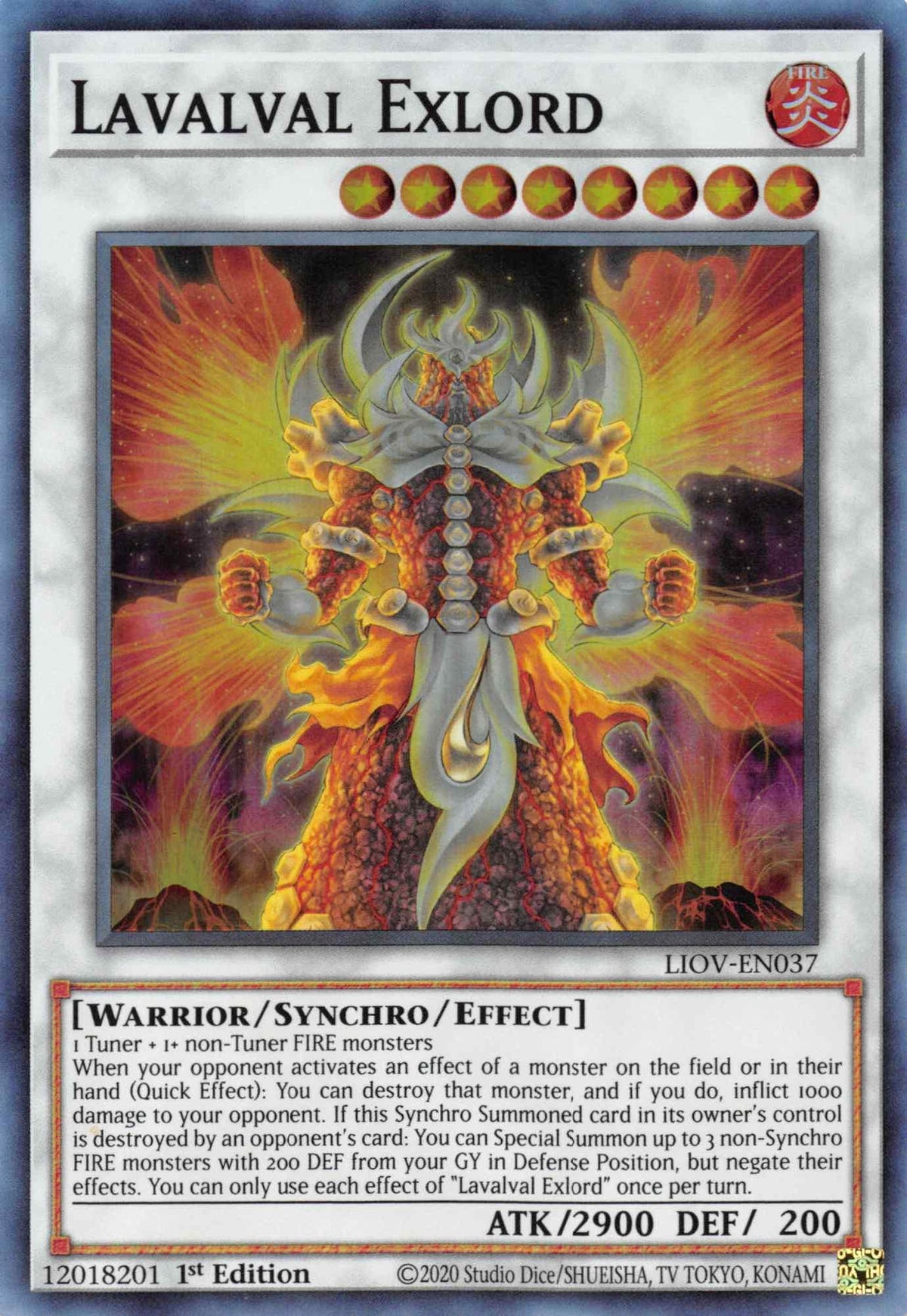 1st Edition, Fire, Lightning Overdrive, Super Rare, Synchro/Effect Monster, Warrior Lavalval Exlord [LIOV-EN037] Super Rare - Trading Card World