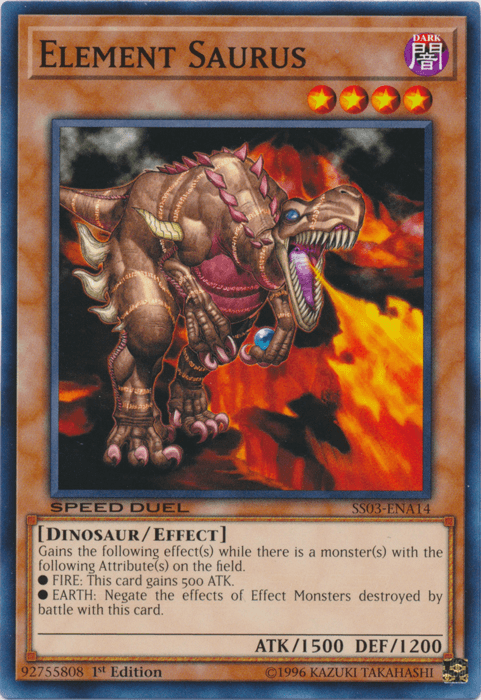 1st Edition, Common, Dark, Dinosaur, Effect Monster, Speed Duel: Ultimate Predators Element Saurus [SS03-ENA14] Common - Trading Card World