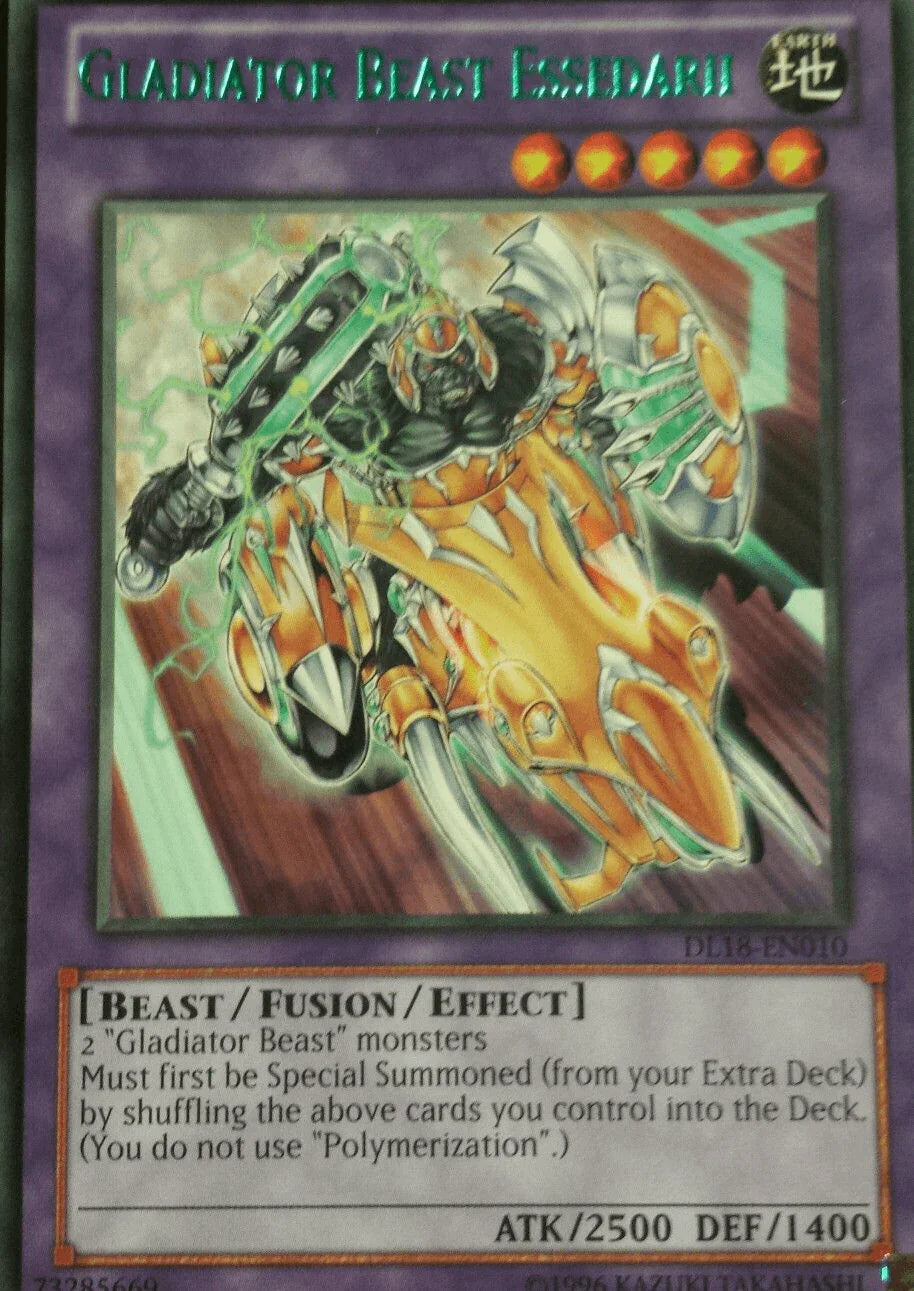 Beast, Duelist League Promo, Earth, Fusion/Effect Monster, Rare, Unlimited Gladiator Beast Essedarii (Green) [DL18-EN010] Rare - Trading Card World
