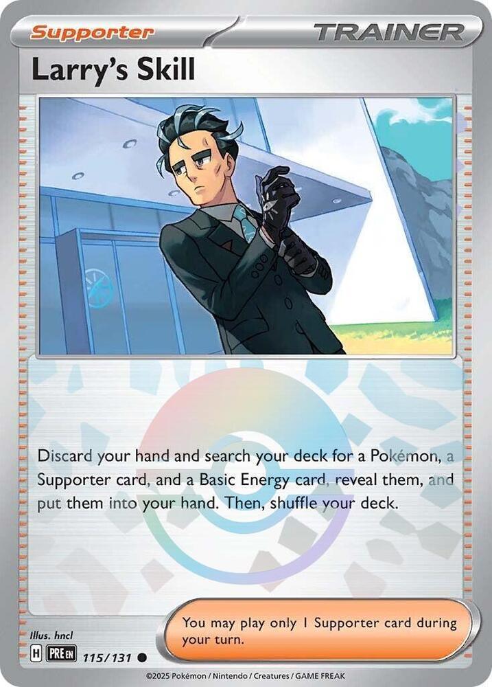 115, Common, Holofoil, Scarlet & Violet: Prismatic Evolutions, Supporter Larry's Skill (115/131) (Poke Ball Pattern) [Scarlet & Violet: Prismatic Evolutions] - Trading Card World
