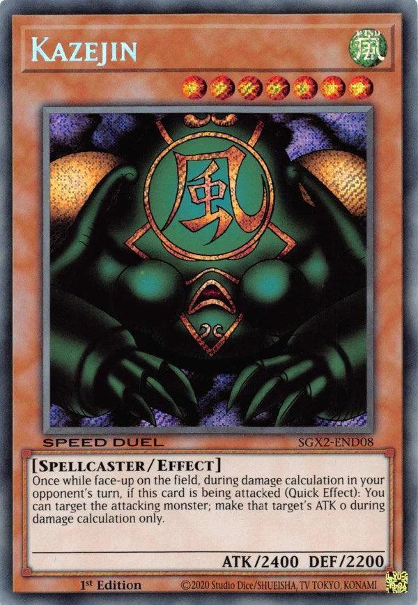 1st Edition, Effect Monster, Secret Rare, Speed Duel GX: Midterm Paradox, Spellcaster, Wind Kazejin [SGX2-END08] Secret Rare - Trading Card World