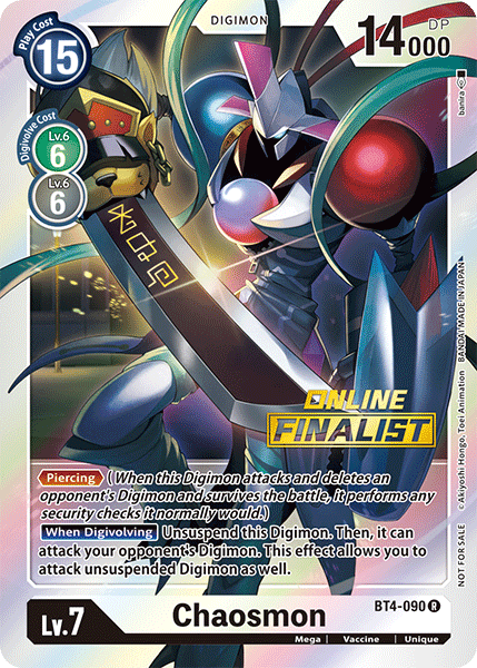 BT4-090, Digimon, Great Legend Promos, Green/Black, Mega, Rare, Unique, Vaccine Chaosmon [BT4-090] (Online Finalist) [Great Legend Promos] - Trading Card World