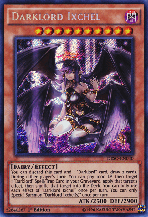 1st Edition, Dark, Destiny Soldiers, Effect Monster, Fairy, Secret Rare Darklord Ixchel [DESO-EN030] Secret Rare - Trading Card World