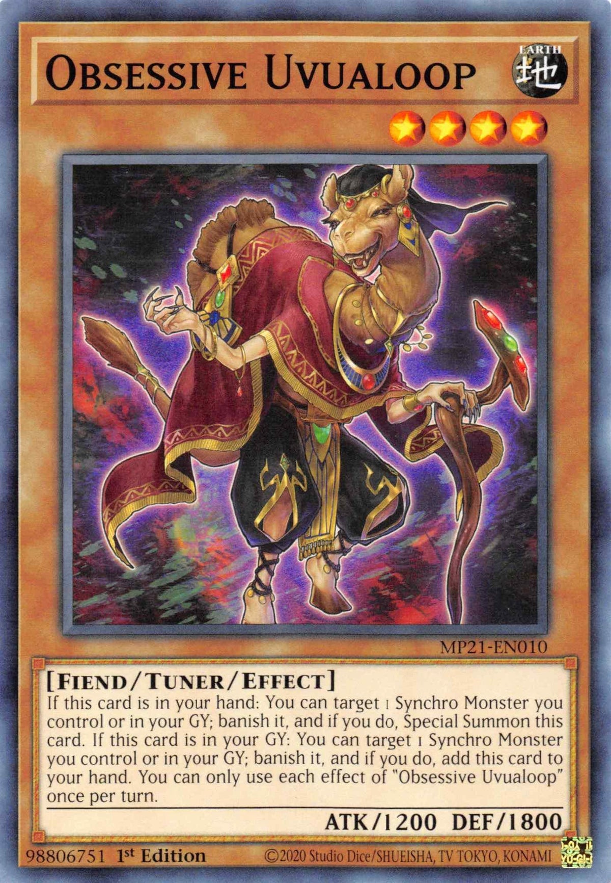 1st Edition, 2021 Tin of Ancient Battles, Common, Earth, Fiend, Tuner/Effect Monster Obsessive Uvualoop [MP21-EN010] Common - Trading Card World