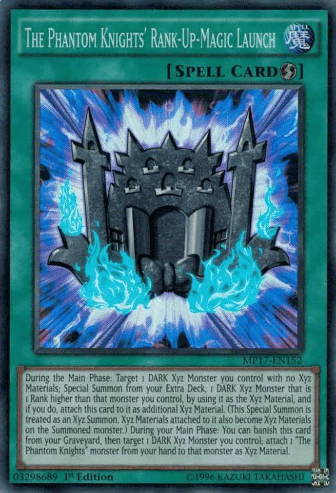 1st Edition, 2017 Mega-Tins Mega Pack, Quick Play Spell, Spell, Super Rare The Phantom Knights' Rank-Up-Magic Launch [MP17-EN152] Super Rare - Trading Card World