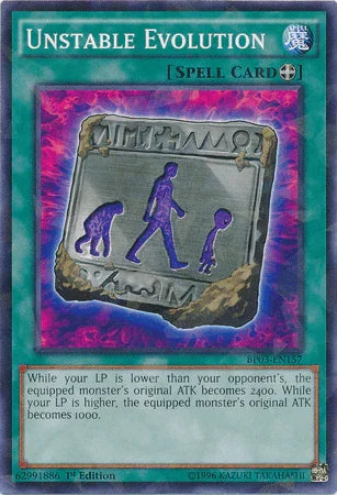 1st Edition, Battle Pack 3: Monster League, Equip Spell, Shatterfoil Rare, Spell Unstable Evolution [BP03-EN157] Shatterfoil Rare - Trading Card World
