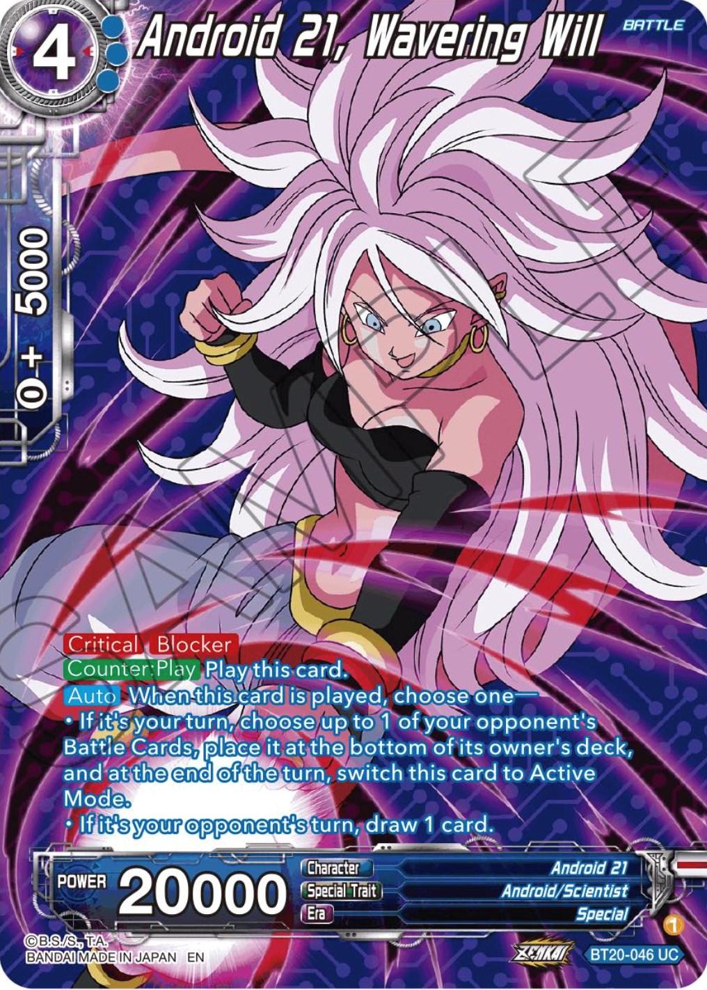 Android 21, Android/Scientist, Battle, Blue, BT20-046, Parallel Foil, Power Absorbed, Special, Uncommon Android 21, Wavering Will (Silver Foil) (BT20-046) [Power Absorbed] - Trading Card World