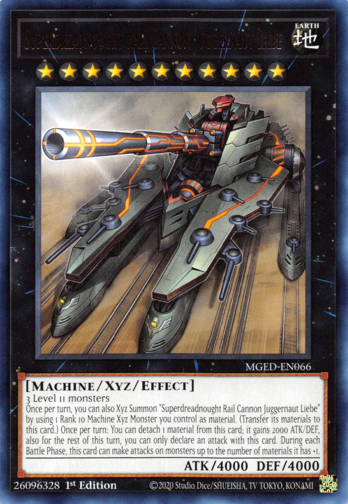 1st Edition, Earth, Machine, Maximum Gold: El Dorado, Rare, Xyz/Effect Monster Superdreadnought Rail Cannon Juggernaut Liebe [MGED-EN066] Rare - Trading Card World