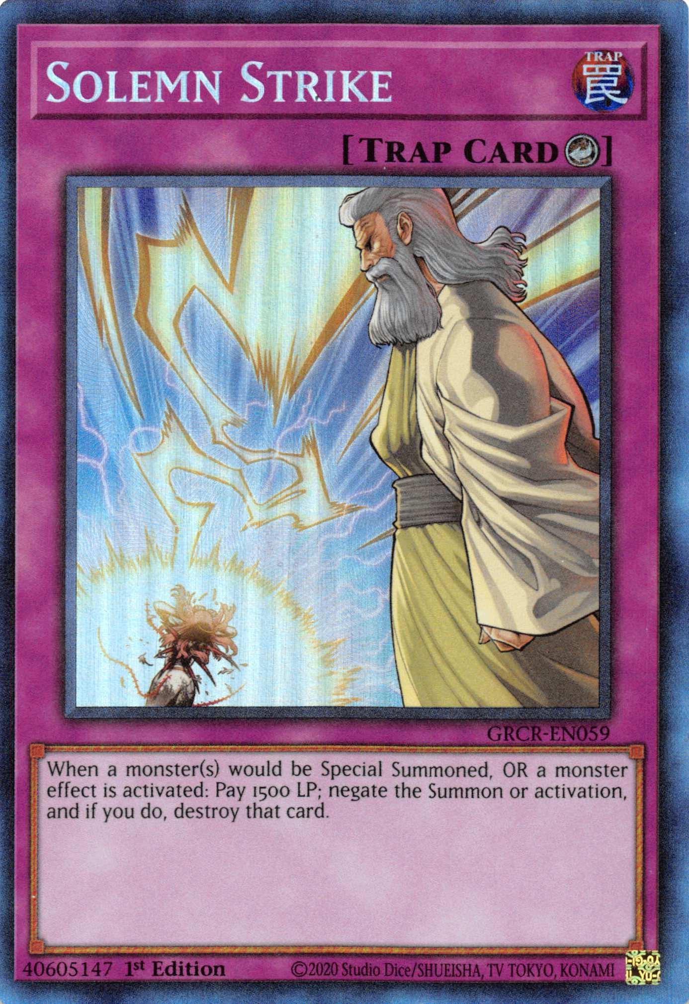 1st Edition, Collector's Rare, Counter Trap, The Grand Creators, Trap Solemn Strike [GRCR-EN059] Collector's Rare - Trading Card World