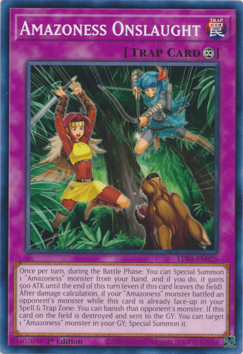 1st Edition, Common, Continuous Trap, Legendary Duelists: Season 1, Trap Amazoness Onslaught [LDS1-EN025] Common - Trading Card World