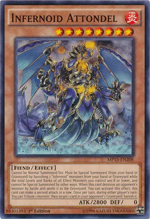 1st Edition, 2015 Mega-Tins Mega Pack, Common, Effect Monster, Fiend, Fire Infernoid Attondel [MP15-EN208] Common - Trading Card World