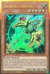 1st Edition, Effect Monster, Fairy, Gold Rare, Light, Maximum Gold Artifact Lancea [MAGO-EN008] Gold Rare - Trading Card World