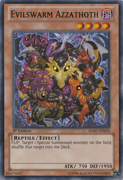 1st Edition, Dark, Effect Monster, Hidden Arsenal 7: Knight of Stars, Reptile, Super Rare, Unlimited Evilswarm Azzathoth [HA07-EN050] Super Rare - Trading Card World
