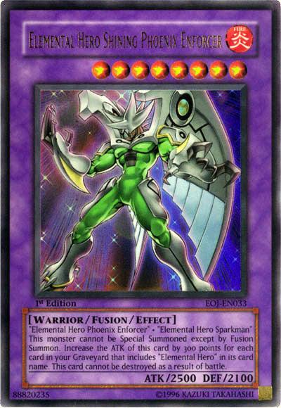 1st Edition, Enemy of Justice, Fire, Fusion/Effect Monster, Ultra Rare, Unlimited, Warrior Elemental Hero Shining Phoenix Enforcer [EOJ-EN033] Ultra Rare - Trading Card World