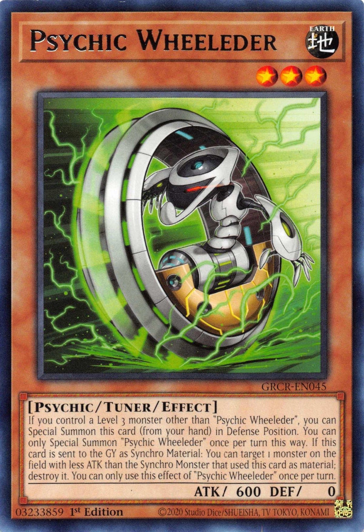 1st Edition, Earth, Psychic, Rare, The Grand Creators, Tuner/Effect Monster Psychic Wheeleder [GRCR-EN045] Rare - Trading Card World