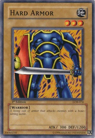 1st Edition, Common, Earth, Normal Monster, The Legend of Blue Eyes White Dragon, Unlimited, Warrior Hard Armor [LOB-074] Common - Trading Card World