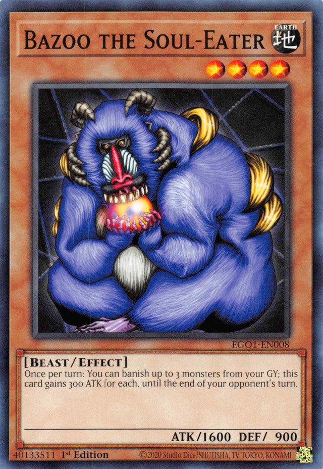 1st Edition, Beast, Common, Earth, Effect Monster, Egyptian God Deck: Obelisk the Tormentor Bazoo the Soul Eater [EGO1-EN008] Common - Trading Card World